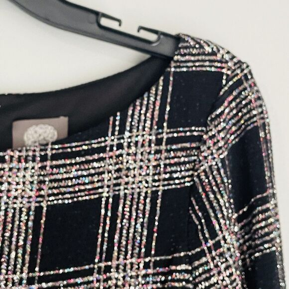 Holiday Dress Vince Camuto Size 10 Black Sparkle Silver Glitter Special Occasion - Picture 2 of 16